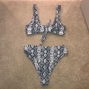 Zaful Snakeskin High Rise Bikini - Size M